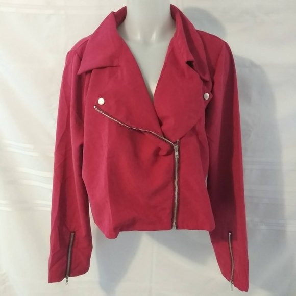 Plus Size Rose Red Zip Jacket - Picture 5 of 5